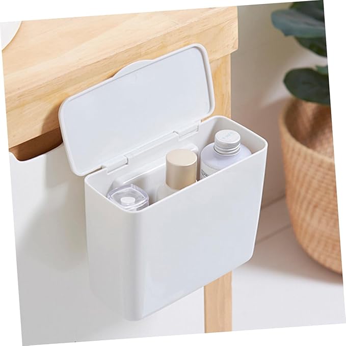 Cute Bathroom Organizer Box Plastic Cosmetic Storage Container Lid Multi-purpose Desk Accessory