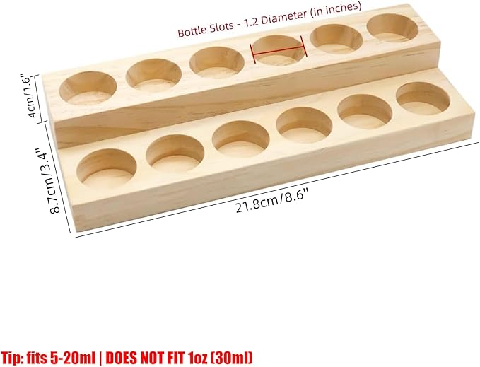 Essential Oil Display Stand Solid Wood Essential Oil Holder with 2 Tier Display Organizer Essential Oils Box Organizer Storage Rack for Organizing Displaying Holds 12 Bottles Shelves for Oil