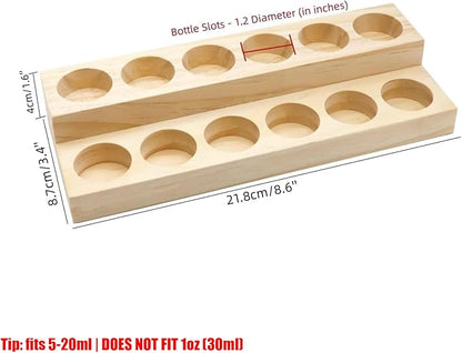 Essential Oil Display Stand Solid Wood Essential Oil Holder with 2 Tier Display Organizer Essential Oils Box Organizer Storage Rack for Organizing Displaying Holds 12 Bottles Shelves for Oil