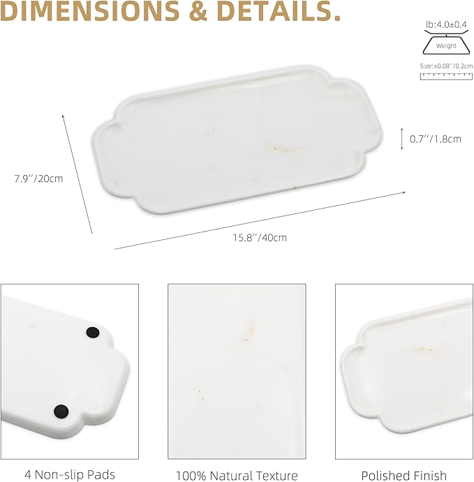 Marmor Marble Perfume Tray Bathroom Tray for Decorative,Candles,Jewelry Stone Vanity Tray,Kitchen Counter Decor and Home Decorative Tray(Calacatta Marble) Jewelry Tray Unique Festival Gifts
