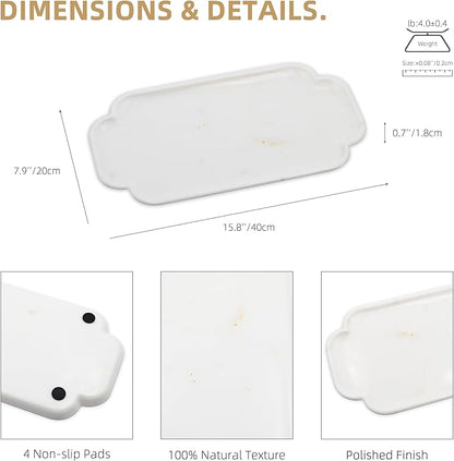 Marmor Marble Perfume Tray Bathroom Tray for Decorative,Candles,Jewelry Stone Vanity Tray,Kitchen Counter Decor and Home Decorative Tray(Calacatta Marble) Jewelry Tray Unique Festival Gifts