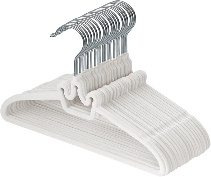 ManGotree Baby Velvet Hangers, Non-Slip Felt Kids Clothes Hanger, 12.6" Cute Crown Hanger for Closet, Space Saving Toddler Hangers for Children's Clothes (20 Pack, White)