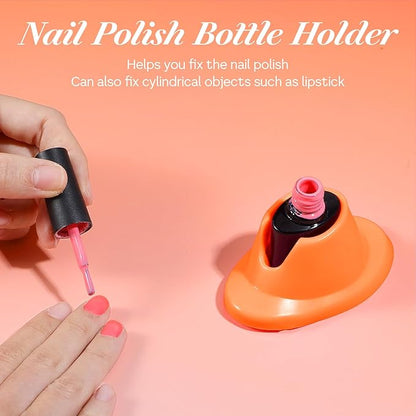 Gjinxi Silicone Nail Polish Bottle Holder Soft Spill-proof Storage Rack Manicure Display Tools 4PCS Anti-spill Bottle Stand Non Tippable Nails Art Supplies for Nail Polis Organizer Display Accessories