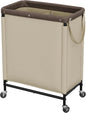 StorageWorks Laundry Hamper 2 Section, 100L Rolling Laundry Sorter Cart with Removable and Washable Liner Bag, Clothes Hamper with Wheels and Handle for Laundry Room and Bedroom, Light Khaki