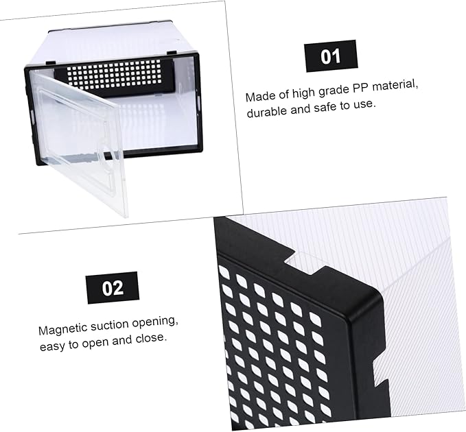 2 Pcs Shoe Storage Box Drawer-style Plastic Organizer for Sneakers Stackable Shoes Case for Closet Space Saving Design Style