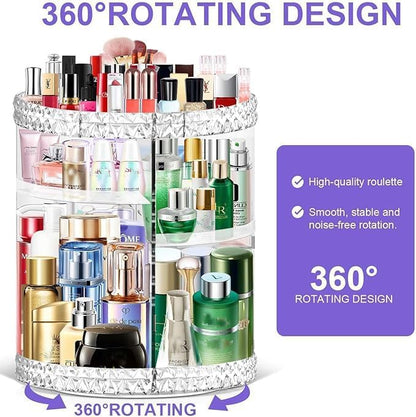 TiKenSo 360 Rotating Makeup Organizer, Cosmetics Organizer Makeup Spinning Organizer Clear 6 Adjustable Layers Large Capacity Acrylic Skincare Organizers for Bathroom or Bedroom Dresser