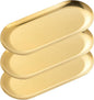 3 Pack Gold Trays for Decor, Stainless Steel Decorative Tray, Small Vanity Tray for Bathroom, Elegant Jewelry Tray for Holding Perfume, Keys, Wallet, Business Cards, Candle, Oval