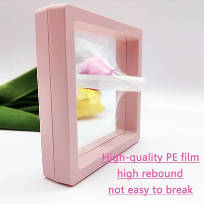 Press On Nail Packaging Boxes 3D Floating Press On Nail Storage Box Nail Display Box with 60pcs Double Sided Adhesive Nail Display Tape for Nail Tech (Pink, 4.3 inch)