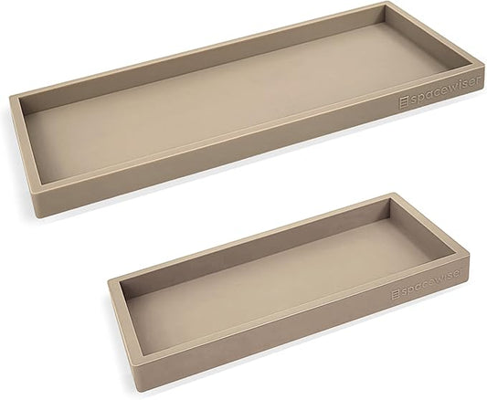 Spacewiser Countertop and Vanity Tray - 2 PC (11” and 7”) Shatterproof Silicone Kitchen and Bathroom Trays for Counter, Kitchen Soap Dispenser Tray, Vanity Trays for Bathroom, Perfume Key Tray