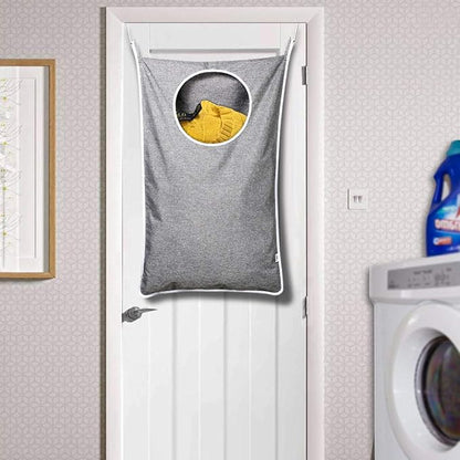 KEEPJOY Hanging Laundry Hamper Bag with 2 Different Types of Hooks, Size 20 x 30 Inch Door Laundry Hamper Storage Bag for Dirty Clothes, Blankets, and Toys (Grey, 1-Pack)