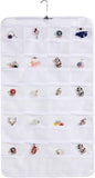 seven wolves Hanging Jewelry Organizer, Double Sided 40 Pockets, Jewelry Organizer, Necklace Holder Jewelry Chain Organizer for Brooch Earrings Necklace Bracelet Ring with Hanger, White