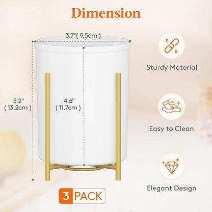 Lifewit Plastic Silverware Holder for Kitchen Countertop, Cutlery Flatware Caddy with Metal Bracket, Utensil Spoon Fork knives Organizer for Party Picnic, Gold, 3 Pack