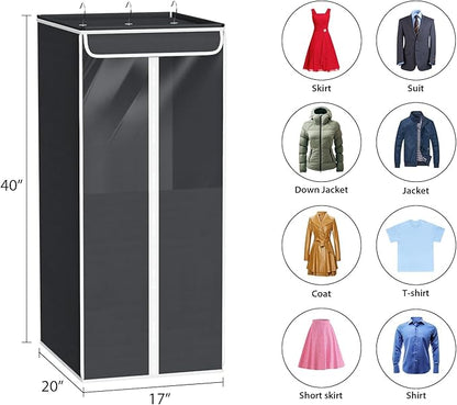 Univivi Garment Bags for Hanging Clothes, 2 Pack Large Clothes Storage Bags Closet Organizer with Clear Window, Premium Hanging Garment Storage Bag for Suits, Coats, Dresses, 40" (Dark Grey)