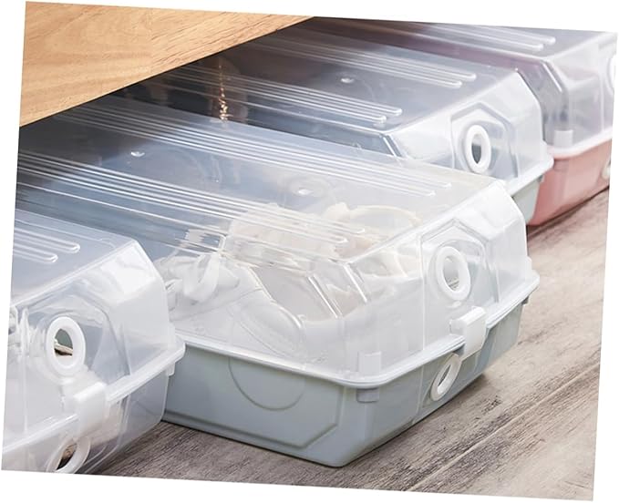 MAGICLULU 2pcs Thicken Transparent Plastic Shoebox Container Stackable Shoe Storage Box for Home Organization for Spaces Sky-blue