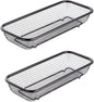Kitchen Drawer Organizer, Stainless Steel Storage Container Metal Cabinet Storage Basket for Holding Silverware Kitchen Utensil, Pack of 2, Black