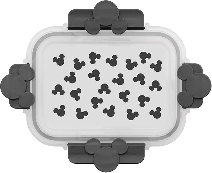 JoyJolt Disney Mickey & Minnie Glass Food Storage Containers with Lids, 2 Airtight Borosilicate Glass Storage Containers with Lids for Kitchen, Reusable Meal Prep Container, Disney Gifts | Black