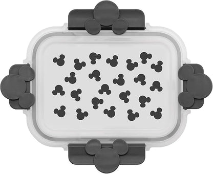 JoyJolt Disney Mickey & Minnie Glass Food Storage Containers with Lids, 2 Airtight Borosilicate Glass Storage Containers with Lids for Kitchen, Reusable Meal Prep Container, Disney Gifts | Black