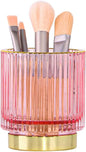 Vintage Makeup Brush Holder Organizer,Dresser Glass Brushes Holder,Vanity Cosmetic Brush Holder,Desktop Crystal Eyeliners Eyebrow Pencil Storage Cup Holder for Countertop (Small Pink)