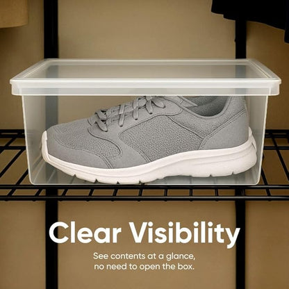 Superio 3-Pack Shoe Box Modern Storage Container - 6.5 Quart/6 Liter, Stackable Plastic Shoe Box Organizer (13.5" L x 8.35" W x 5.2" H)
