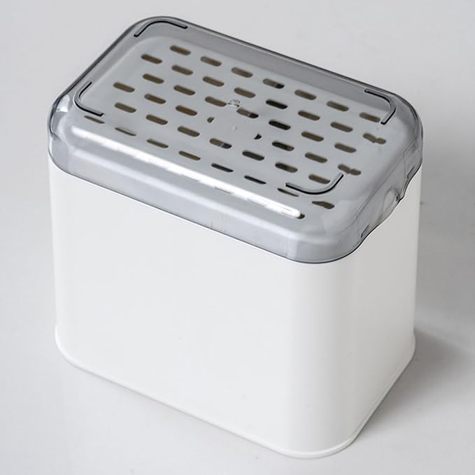 Kitchen Utensil Holder, Silverware Drying Basket Cutlery Drainer Caddy Silverware Cutlery Organizer Flatware Holder with 2 Compartments (White)