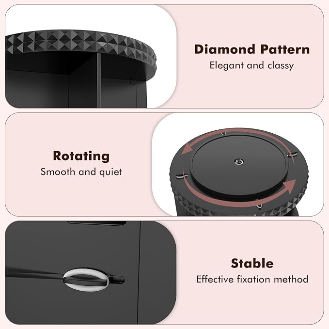 Rotating Makeup Organizer, 360° Spinning Skincare Organizers, Adjustable Layer Cosmetic Storage Lazy Susan Makeup Organizers for Dresser Bathroom, Medium, Black