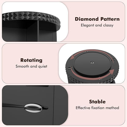 Rotating Makeup Organizer, 360° Spinning Skincare Organizers, Adjustable Layer Cosmetic Storage Lazy Susan Makeup Organizers for Dresser Bathroom, Medium, Black