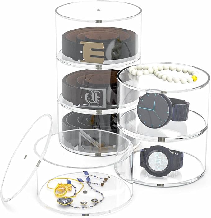 NIUBEE Belt Organizer, Acrylic 8 Layers Belt Case Storage Holder and Display for Accessories like Jewelry,Watch,Bracelets