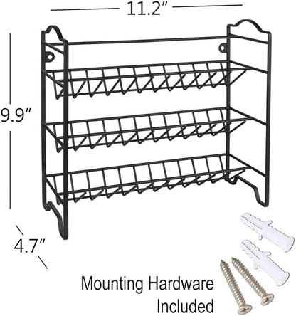 SWOMMOLY Spice Rack Organizer with 18 Empty Square Spice Jars, 396 Spice Labels with Chalk Marker and Funnel Complete Set, Spice Organizer for Countertop, Cabinet or Wall Mount, Black