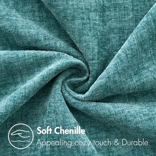 MIULEE Soft Chenille Throw Pillow Covers Teal 18x18 Inch Pack of 2 - Image 2