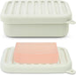 Superior Leak-Proof Silicone Travel Soap Case with Drainage Lid/Layer, Compact Bar Soap Container, Durable Soap Holder for Camping, Gym, and Travel Size Toiletries (Off-White)