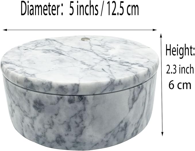 Marble Salt Box, Salt Cellar with Swivel Top and Dual Compartment, Elegant Marble Salt Box Storage Keeper for Condiments, Seasoning, Pepper.