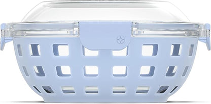Ello Duraglass Meal Prep Container- Glass Food Storage Container with Silicone Sleeve and Airtight BPA-Free Plastic Lid, Dishwasher, Microwave, and Freezer Safe