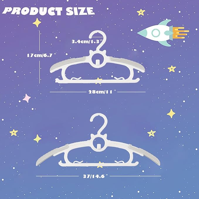 Baby Hangers,20pack Grey Kids Clothes Hanger Plastic, 11-14" Adjustable Bulk Perchas for Newborn, Non-Slip Children Outfit Bear Hanger for Girl Boy Toddler Infant Nursery
