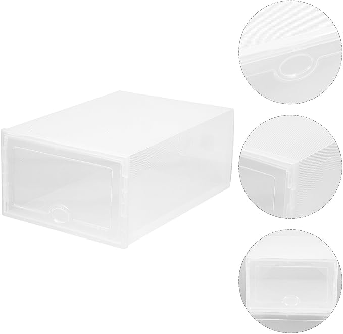 NUOBESTY Plastic Shoe Box Storage Container with Lid Drawer-style Shoe Organizer for Home Closet 33x23x14cm 6pcs