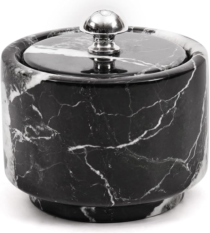 Radicaln Marble Salt Cellar with Lid 3" Black Handmade Salt Box & Spice Jar for Kitchen Counter, Ideal Salt Holder, Sugar Bowl & Salt Dish, Salt Container For Housewarming Gift & Kitchen Decor