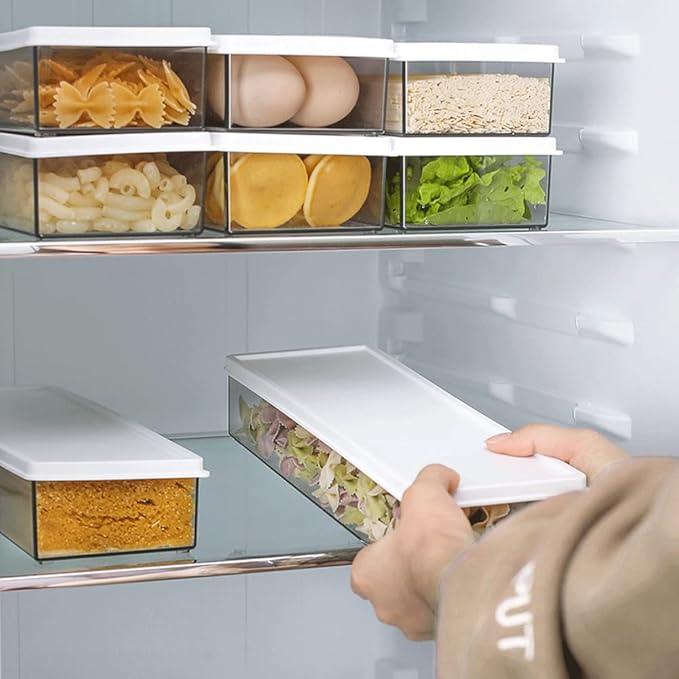 Pasta Containers for Pantry 2Pcs, Spaghetti Storage Conainer with Lids, Noodle Organizer with Measuring Hole Storage for Pasta, Flour, Sugar and Noodles