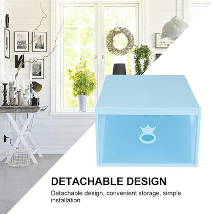 Garneck Thickened Transparent Plastic Shoe Storage Box Drawer-type Organizer with Blue Frame Dustproof Stackable Case for Men and Women Sneakers and Boots
