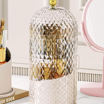 Concealed Toothbrush Holder,Toothbrush Holders with Sliding Lid, Rotating 3 Slots Bathroom Organizer Countertop,Waterproof Dustproof Beauty Brushes Storage,Cosmetics Display Case for Vanity Bathroom