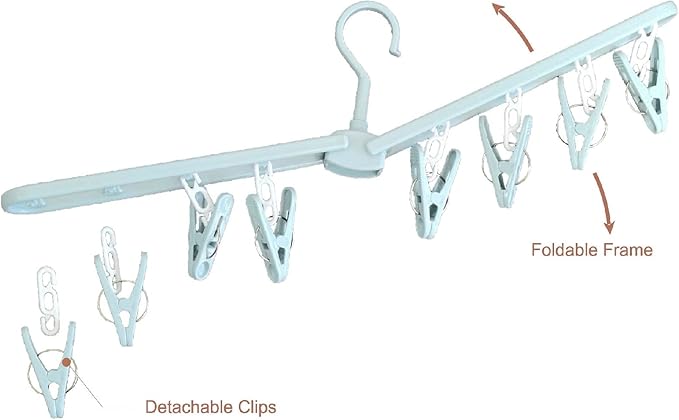 Collapsible Travel Shorts Skirt Shirt Socks Hangers with Clips Foldable Pants Clothes Plastic Suit Hangers Non Slip Closet Blue Organizer Retail Displays