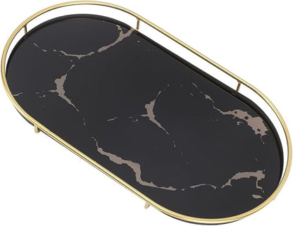 Oval Bathroom Organizer Tray Vanity Countertop Decor with Non-Slip Base for Towel Cosmetic Jewelry and Napkin Storage