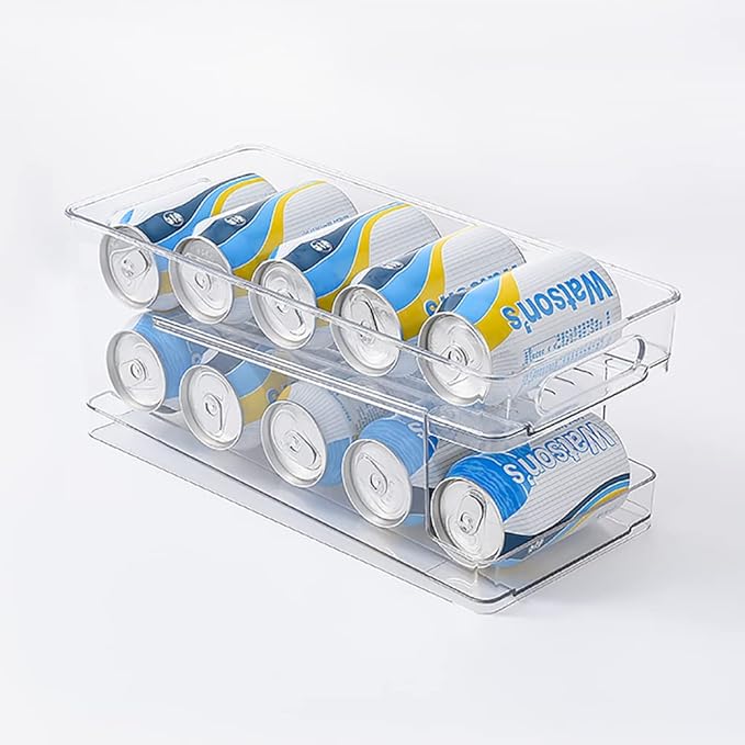 OnDisplay FIFO Gravity Auto-Feed Refrigerator Soda/Beer Can Organizer - Stores Up to 12 Cans in Fridge - BPA Free Food-Grade Storage Solution for Standard and Tall Cans