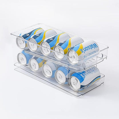 OnDisplay FIFO Gravity Auto-Feed Refrigerator Soda/Beer Can Organizer - Stores Up to 12 Cans in Fridge - BPA Free Food-Grade Storage Solution for Standard and Tall Cans