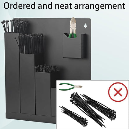 Aluminum Cable Zip Tie Storage Holder Rack – Wall Mount 6-Pocket Zip Tie Organizer for Garage, Shop, Race Trailer