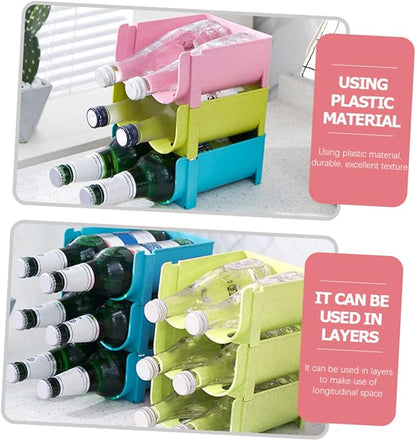 Garneck 3pcs Beer Storage Rack Soda Can Dispenser Plastic Beer Organizer Kitchen Storage Organizer Fridge Bottle Holder