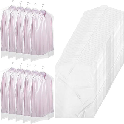 100pcs Plastic Garment Bag dry cleaning bag (35.4 x 23.6 In) clear plastic garment covers for Home Storage, Travel, Moving clear garments bags for hanging clothes,Dresses,Skirt