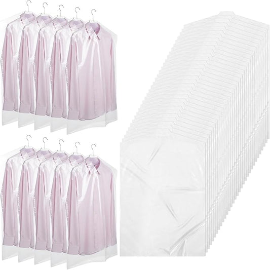 100pcs Plastic Garment Bag dry cleaning bag (35.4 x 23.6 In) clear plastic garment covers for Home Storage, Travel, Moving clear garments bags for hanging clothes,Dresses,Skirt