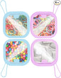 4PCS Travel Hair Tie Organizer, Portable Travel Qtip Holder Cotton Swabs Dispenser, Travel Hair Accessories Organizer, Hair Box Organizer for Girls ,Small Items Organizer 3.7x3.7x1.2 In (Blue+ Purple)