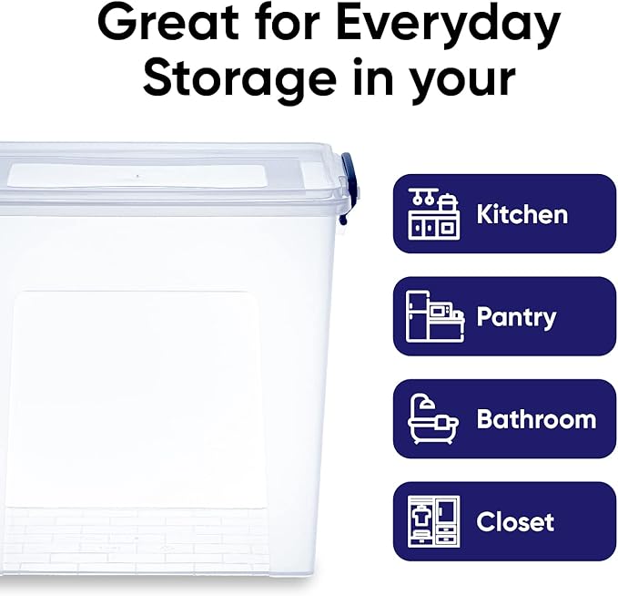 Superio Storage Bins with Lids, Clear Plastic Containers for Organizing, Stackable Totes, BPA Free, Odor Free, Organizer Boxes for Home, and Dorm (4 Pack, 14.7 Qt)