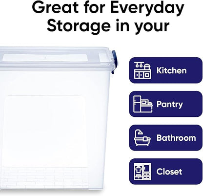Superio Storage Bins with Lids, Clear Plastic Containers for Organizing, Stackable Totes, BPA Free, Odor Free, Organizer Boxes for Home, and Dorm (4 Pack, 14.7 Qt)