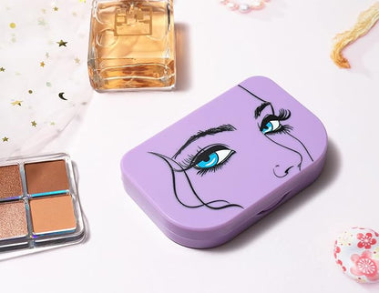 Eyelash Storage Case Organizer With Makeup Mirror Frame Box, Magnetic False Eyelashes Case False Eyelashes Packaging Travel Storage Box Eyelash Bag (Light Purple)